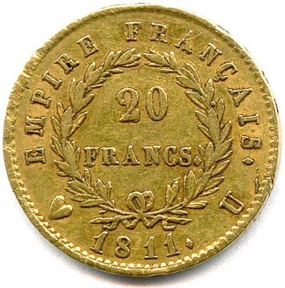 null NAPOLÉON Ier (1804-1814) 20 Francs or 1811 U et coeur = Turin. (6,46 g) Très...