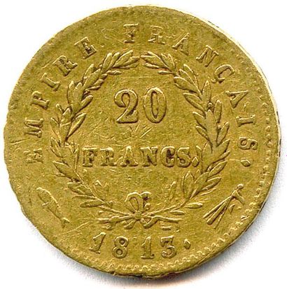 null NAPOLÉON Ier (1804-1814) 20 Francs or 1813 Mât et poisson = Utrecht. (6,38g)...