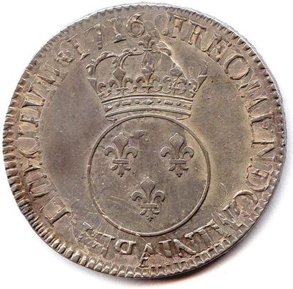 null LOUIS XV (1715-1774) écu Vertugadin argent 1716 A = Paris. (30,55 g) Réformation....
