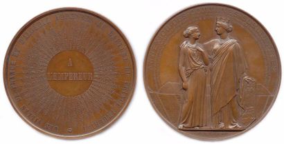null lot de deux médailles en bronze à l’effigie de Napoléon III : Baptême de Napoléon...