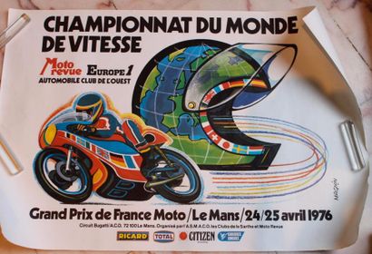  Huit affiches pour des Courses Motos au Mans