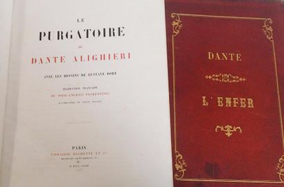 null DANTE L'Enfer et le Purgatoire 2 vol. in-folio toile rouge éditeur. Célèbre...