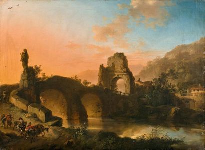 null Christian Wilhelm Ersnt DIETRICH (Weimar 1712 - Dresde 1774) Paysage de rivière...