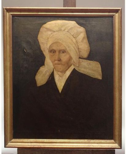 null ECOLE FRANCAISE Début XIXème siècle Portrait de nonne Huile sur toile 64 x 53...