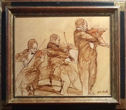null Claude WEISBUCH (1927-2014) Petit orchestre Peinture sur toile Signée en bas...