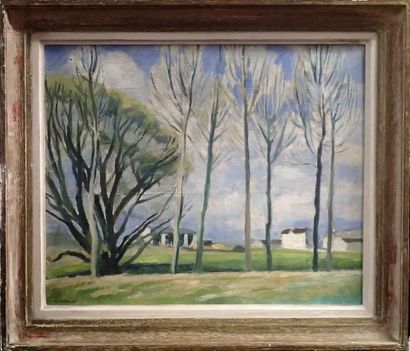 null Louis SOGNOT (1892-1970) Paysage de l'Ile de France près d'Esbly, Seine-et-Marne...