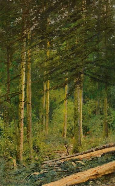 null Jean DESBROSSES (1835-1906) Gorges aux Loups, les pins, forêt de Fairmont (?)...