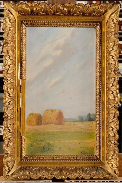 null KREUTZ (XXe siècle) Les deux meules, 1905 Huile sur panneau Signé et daté en...