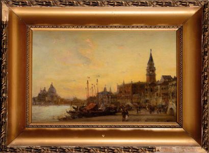 null Amédée ROSIER (1831-1898) Venise, devant le Palais des Doges Huile sur panneau...