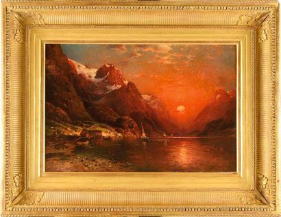  Ivan Fédorovitch CHOULTSE (1874-c.1937) Lac de montagne au crépuscule, 1922 Huile... Gazette Drouot