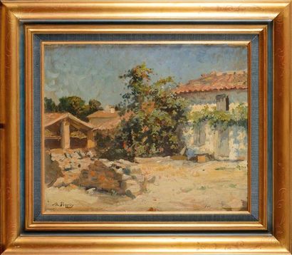 null Maurice PIERREY (1854-1912) Jardin provençal Huile sur toile Signée en bas à...