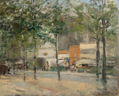 null Pierre Jacques PELLETIER (1869-1931) Échoppes sur les boulevards Huile sur toile...