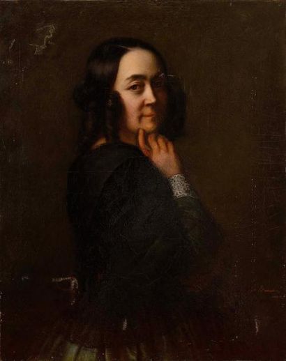 null Félicité BEAUDIN (circa 1819) La dame en noir, autoportrait, 1838 Huile sur...