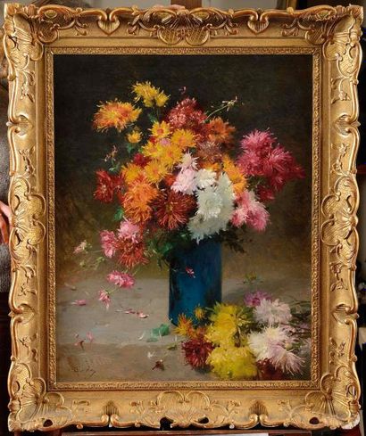 null Antoine GRIVOLAS (1843-1902) (ci-contre) Bouquet multicolore Huile sur toile...