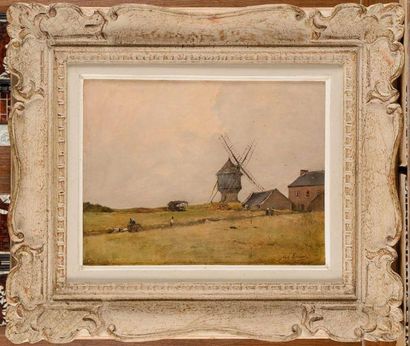null Paul LECOMTE (1842-1920) Le petit moulin à Saint-Briac Huile sur panneau (petites...