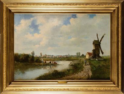 null Charles Euphrasie KUWASSEG, Fils (1838-1904) Moulin au bord de l’eau Huile sur...