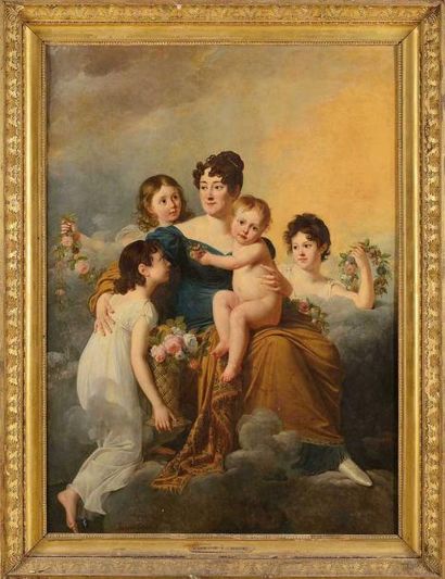 null Robert LEFEVRE (1755-1830) «La Marquise de Radepont entourée de ses enfants»,...