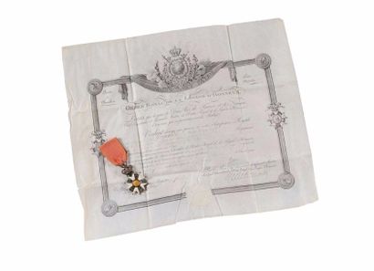 null Brevet de chevalier de la Légion d’honneur du Marquis Charles Philippe Auguste...