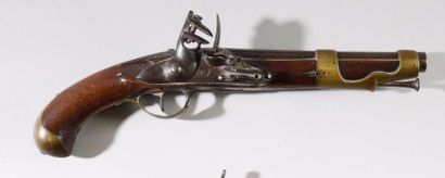 null Pistolet d’arçon modèle 1763-66. Canon rond à méplat au tonnerre, poinçonné...