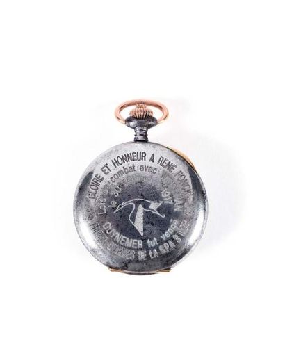 null « Gloire et honneur à René Fonck. » Montre de gousset en argent et vermeil....