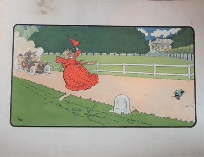 null Walter THOR (1870-1929)

" Arrêt d'urgence"

Lithographie humoristique en couleurs,...