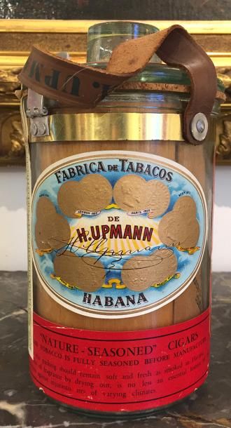 null H.UPMANN, HABANA, vers 1960-1970 Amusant pot à cigares en verre, fermetures...