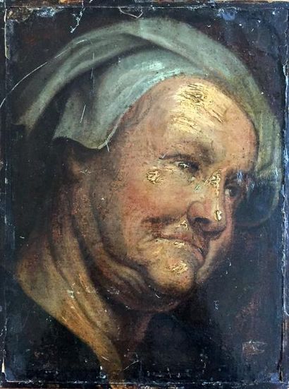 null ECOLE HOLLANDAISE du XVIIème siècle Visage de femme Panneau 33 x 25 cm