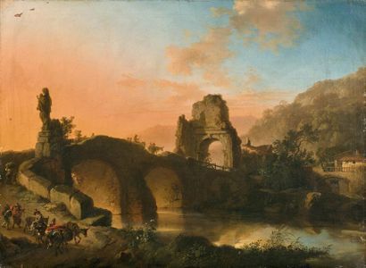 null Christian Wilhelm Ersnt DIETRICH (Weimar 1712 - Dresde 1774) Paysage de rivière...