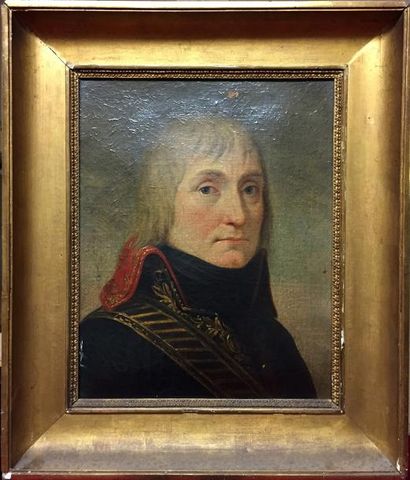 null ECOLE FRANCAISE du XIXème siècle Portrait d’officier Huile sur carton marouflée...