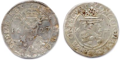 null Lot de deux monnaies d’argent : Patagon de Philippe IV d’Espagne pour le Brabant...