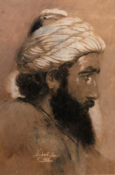null Louis ROBERT (1821-1874). Ecole française. « Etude d’un visage de chef arabe...
