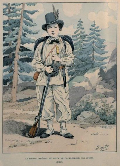 null Le Prince Impérial en tenue de franc tireur des Vosges (1867) » Tirage rehaussé...