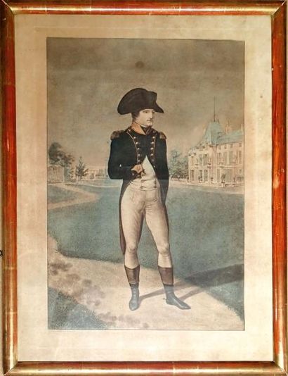 null Jean-Baptiste ISABEY, d’après. « Bonaparte devant la Malmaison » 67 x 52 cm...