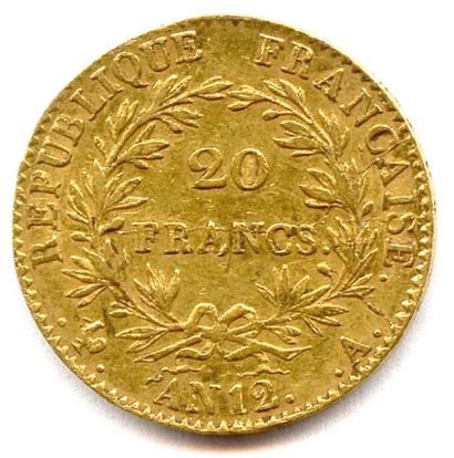 null BONAPARTE PREMIER CONSUL 20 Francs or an 12 A = Paris. T.B.