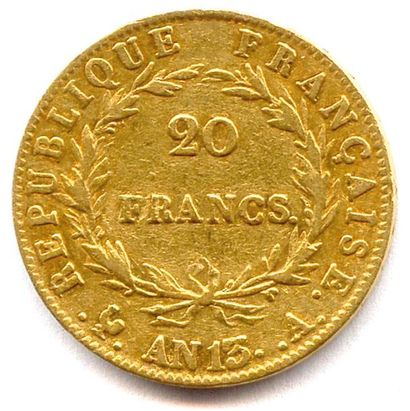 null NAPOLÉON Ier (1804 - 1814) 20 Francs or (tête nue) an 13 A = Paris. T.B.