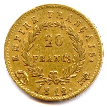 null NAPOLÉON Ier 20 Francs or (tête laurée) 1812 R couronné = Rome. Rare. T.B.