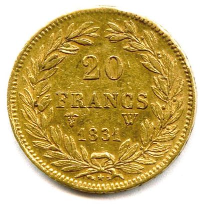 null LOUIS PHILIPPE Ier 20 Francs or 1831 W = Lille (tranche creux). Très beau.