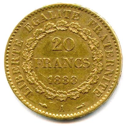 null IIIe RÉPUBLIQUE 20 Francs or (génie) 1888 Paris. T.B.