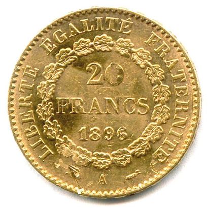 null IIIe RÉPUBLIQUE 20 Francs or (génie) 1896 Paris. Quelques rayures. T.B.