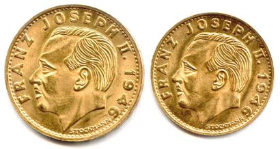 null LIECHTENSTEIN – FRANÇOIS JOSEPH II (1938 – 1989) Lot de deux monnaies d’or :...