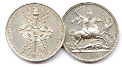 null Lot de deux médailles en argent (refrappes) à l’effigie de Napoléon Ier commémoratives...