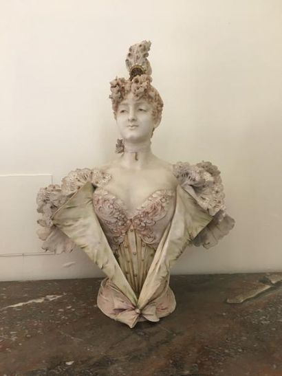 null 
EDUARD STELLMACHER (1868-1929) POUR AMPHORA


Buste de femme de style baroque...