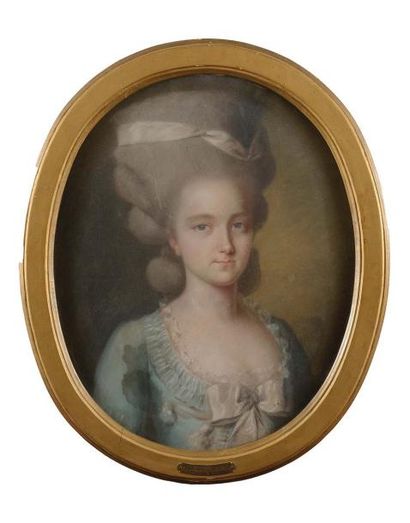 null ECOLE ALLEMANDE vers 1785 Portrait de Sophie Caroline de Rathsamhausen- Ehenweyer,...