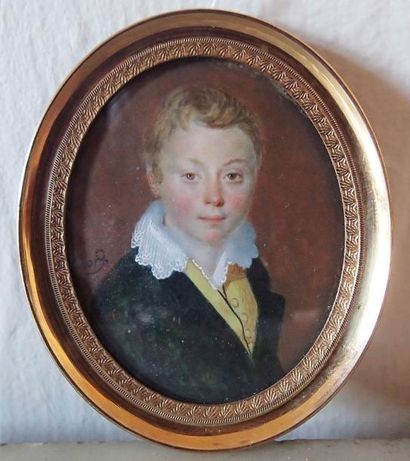 null Charles CIOR (Paris, 1769-1840) Portrait d’un jeune garçon en buste vers la...