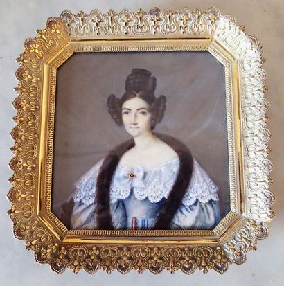 null M.LESAGE (Actif en 1834) Portrait de Mademoiselle Anne-Henriette NEVEU des CHATEAUX...