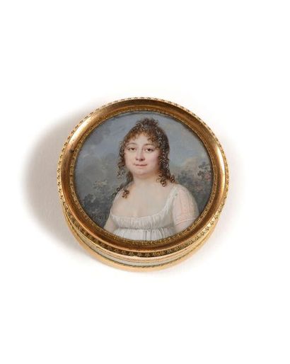 null Louis-Lié Périn Salbreux (1753-1817) Portrait de jeune Femme en robe de voile...