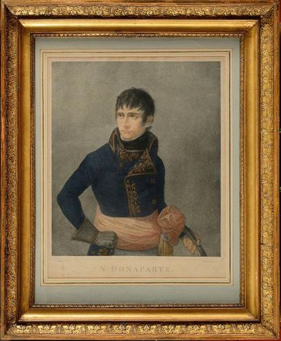 null APPIANI, d’après. « Le Général Bonaparte » Gravure en couleurs. 37 x 30,5 cm....