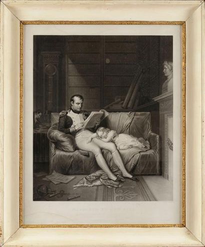null Ecole Française du XIXe siècle « Napoléon et son fils » Grande lithographie...