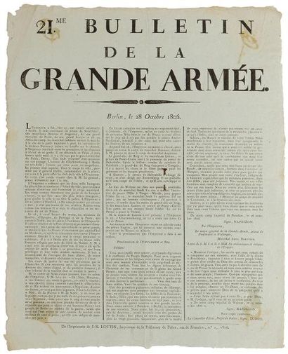 null CAMPAGNE DE 1806 « BULLETINS DE LA GRANDE ARMEE » Ensemble de 29 placards retracant...