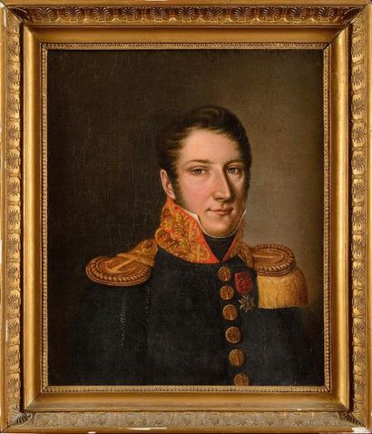 null Ecole française du début du XIXe siècle. « Portrait d’un Lieutenant de vaisseau,...